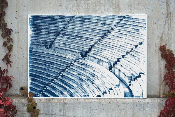 Greek Marble Amphitheater, Blueprint on Watercolor Paper, 2019-RWC-789725