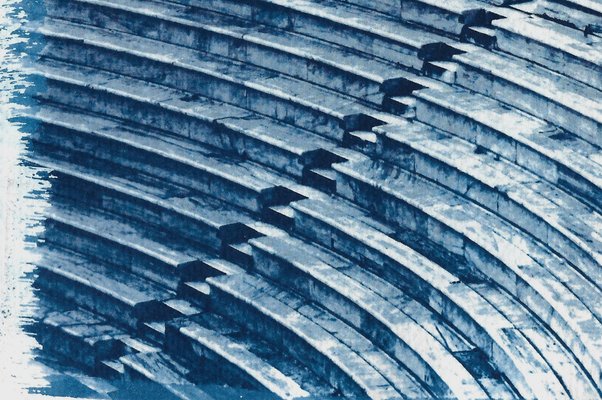 Greek Marble Amphitheater, Blueprint on Watercolor Paper, 2019-RWC-789725