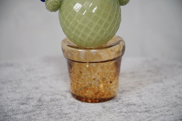 Green and Amber Murano Art Glass Cactus Plant, 1990s-UH-1259382