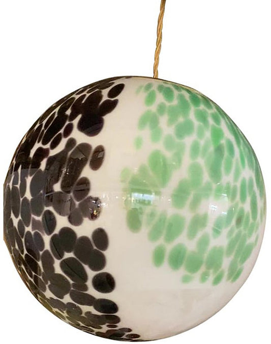 Green and Black Murrine Sphere Pendant in Murano Glass by Simoeng