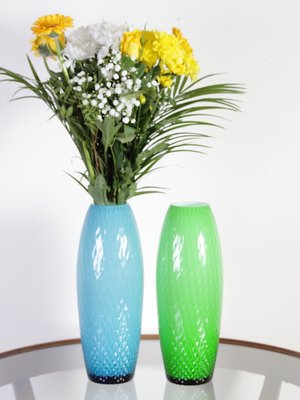 Green and Blue Art Glass Vases from Egermann, 1980s, Set of 2-IND-560305