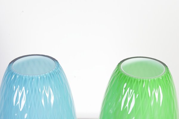 Green and Blue Art Glass Vases from Egermann, 1980s, Set of 2-IND-560305