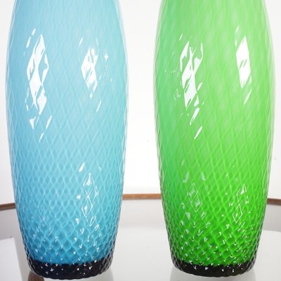 Green and Blue Art Glass Vases from Egermann, 1980s, Set of 2-IND-560305