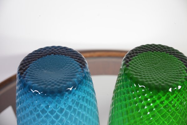 Green and Blue Art Glass Vases from Egermann, 1980s, Set of 2-IND-560305