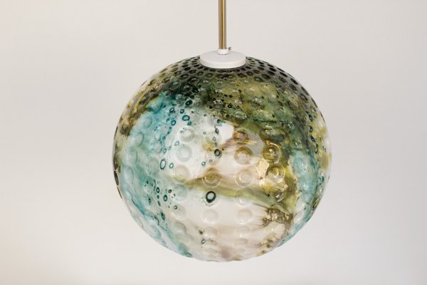 Green and Blue-Colored Murano Glass Pendant Lamp, 1970s-DUM-1806035