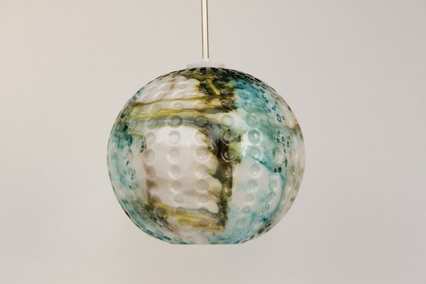 Green and Blue-Colored Murano Glass Pendant Lamp, 1970s-DUM-1806035