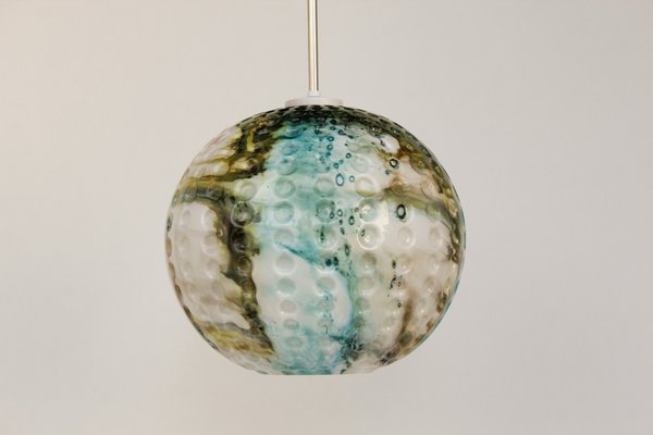 Green and Blue-Colored Murano Glass Pendant Lamp, 1970s-DUM-1806035