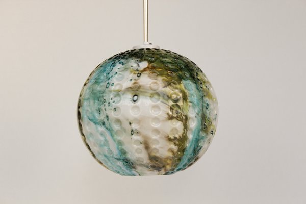 Green and Blue-Colored Murano Glass Pendant Lamp, 1970s-DUM-1806035