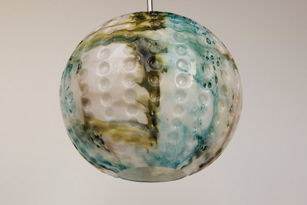 Green and Blue-Colored Murano Glass Pendant Lamp, 1970s-DUM-1806035