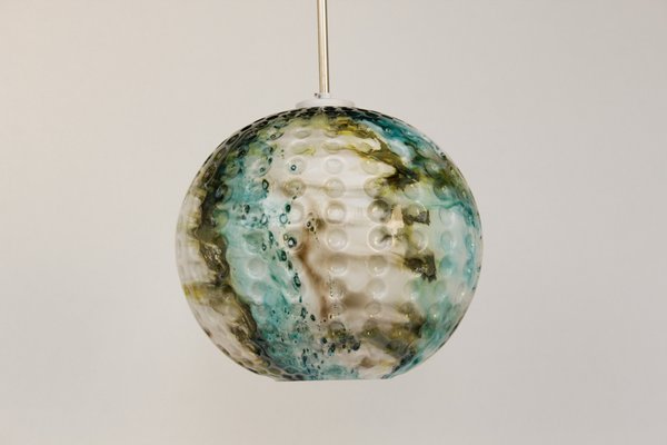 Green and Blue-Colored Murano Glass Pendant Lamp, 1970s-DUM-1806035