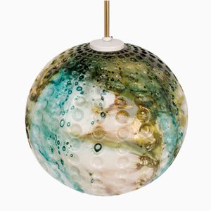 Green and Blue-Colored Murano Glass Pendant Lamp, 1970s-DUM-1806035