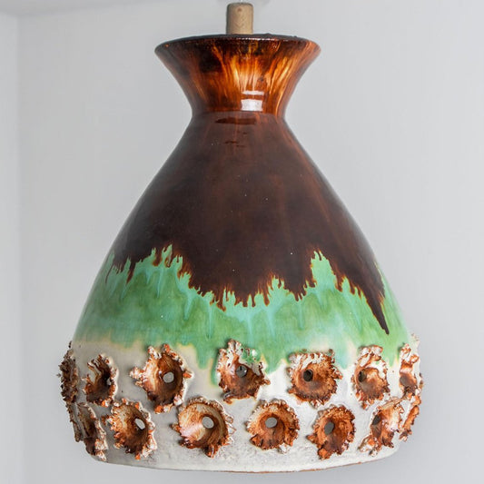 Green and Brown Ceramic Pendant Light, 1970