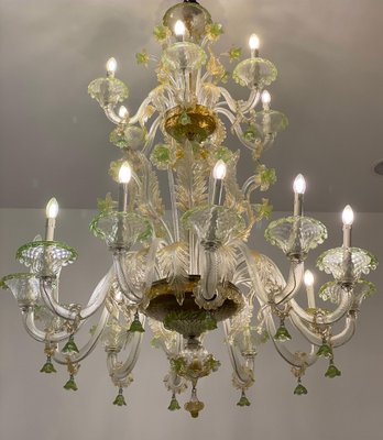 Green and Gold Murano Glass Chandelier, 1990s-MBH-1421924