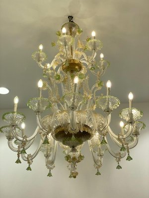 Green and Gold Murano Glass Chandelier, 1990s-MBH-1421924