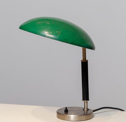 Green and Metal Table Lamp attributed to Harald Notini for Arvid Böhlmarks, 1930s-JE-1398268