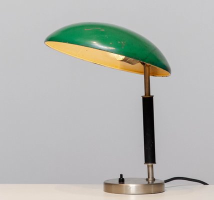 Green and Metal Table Lamp attributed to Harald Notini for Arvid Böhlmarks, 1930s-JE-1398268