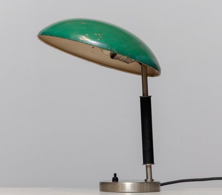 Green and Metal Table Lamp attributed to Harald Notini for Arvid Böhlmarks, 1930s-JE-1398268