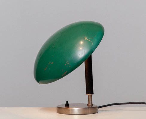 Green and Metal Table Lamp attributed to Harald Notini for Arvid Böhlmarks, 1930s-JE-1398268