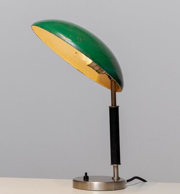 Green and Metal Table Lamp attributed to Harald Notini for Arvid Böhlmarks, 1930s-JE-1398268