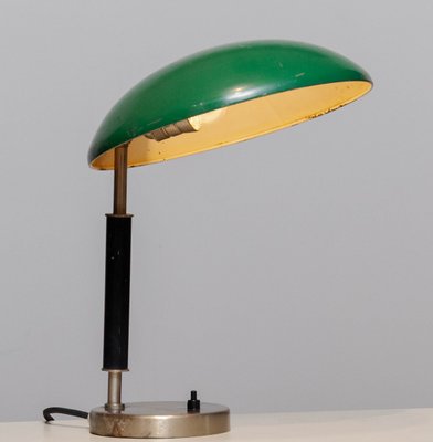 Green and Metal Table Lamp attributed to Harald Notini for Arvid Böhlmarks, 1930s-JE-1398268