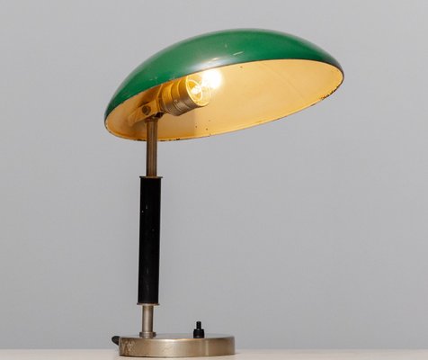 Green and Metal Table Lamp attributed to Harald Notini for Arvid Böhlmarks, 1930s-JE-1398268