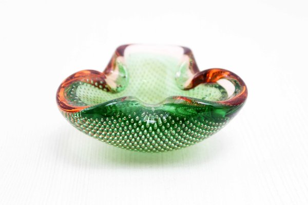 Green and Orange Murano Glass Ashtray, 1960s-BQF-2033761