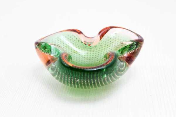 Green and Orange Murano Glass Ashtray, 1960s-BQF-2033761