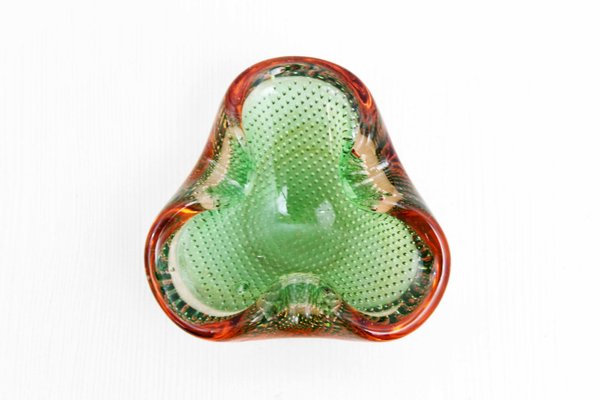 Green and Orange Murano Glass Ashtray, 1960s-BQF-2033761