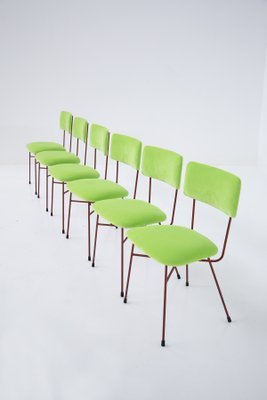 Green and Red Velvet Chairs by BBPR, 1950s, Set of 6-RCE-1402665