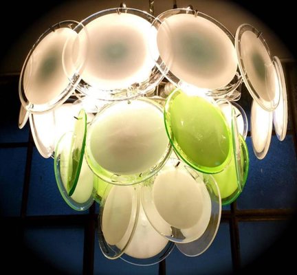 Green and White Disc Murano Glass Sconces or Wall Lights, Set of 2-MBH-1032660