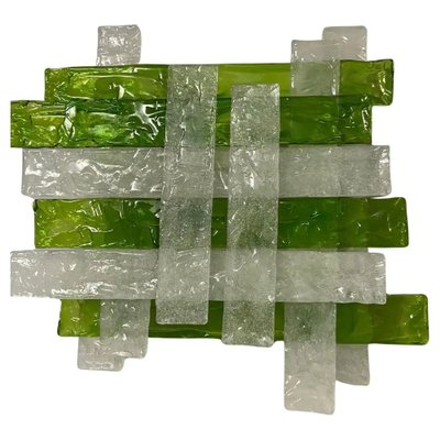 Green and White Murano Glass Square Wall Light from Mazzega-NMK-1797619