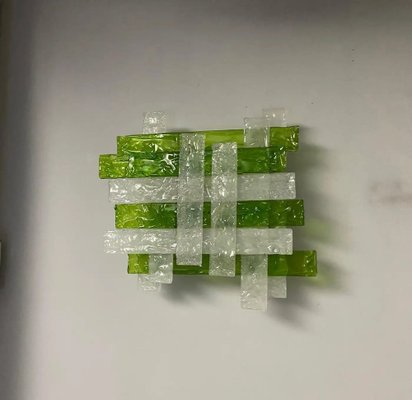 Green and White Murano Glass Square Wall Light from Mazzega-NMK-1797619