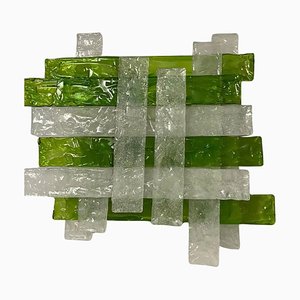 Green and White Murano Glass Square Wall Light from Mazzega-NMK-1797619