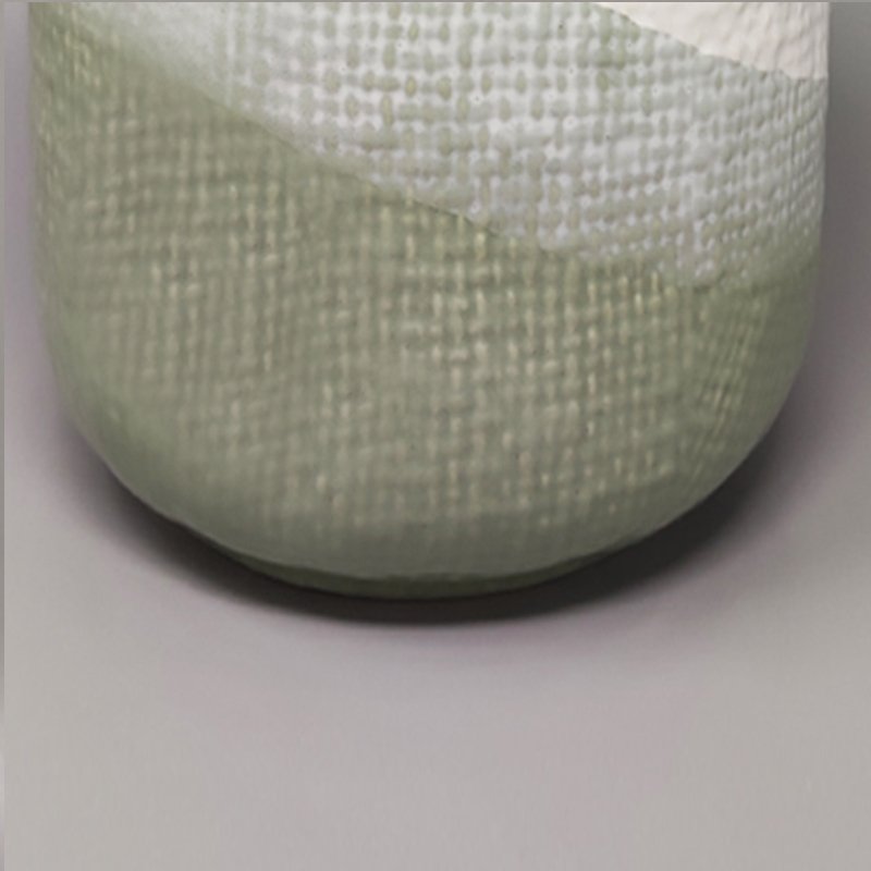 Green and White Vase in Ceramic by F.lli Brambilla, Italy, 1970s