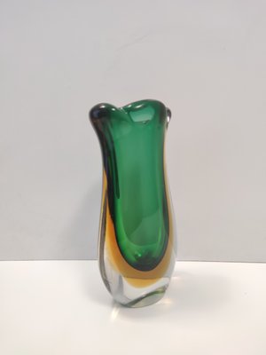 Green and Yellow Sommerso Murano Glass Vase by Flavio Poli, 1950s-JPQ-2020596