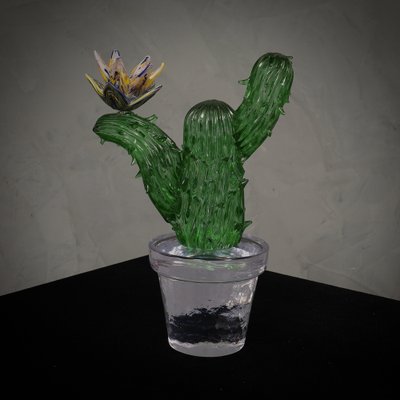 Green Art Glass Cactus Plant by Murano Formia for Marta Marzotto, 1990-UH-1811693