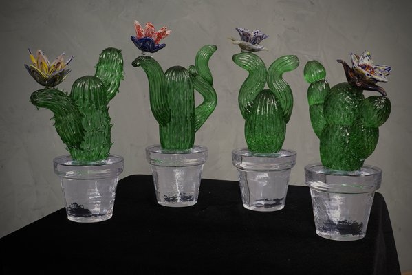 Green Art Glass Cactus Plant by Murano Formia for Marta Marzotto, 1990-UH-1811697