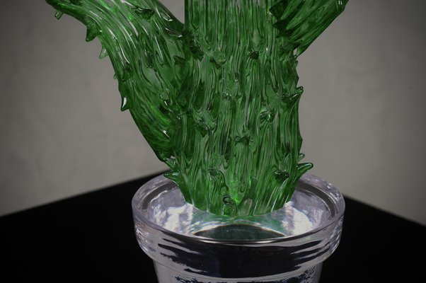 Green Art Glass Cactus Plant by Murano Formia for Marta Marzotto, 1990-UH-1811693