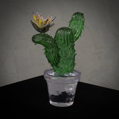 Green Art Glass Cactus Plant by Murano Formia for Marta Marzotto, 1990-UH-1811693