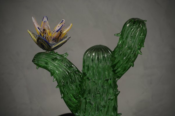 Green Art Glass Cactus Plant by Murano Formia for Marta Marzotto, 1990-UH-1811693