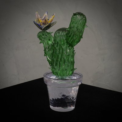 Green Art Glass Cactus Plant by Murano Formia for Marta Marzotto, 1990-UH-1811693