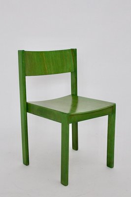 Green Beechwood Dining Chairs, 1950s, Set of 6-NB-764695