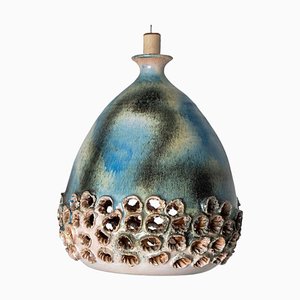 Green Blue Ceramic Pendant Light, Denmark, 1970s-VDW-1754774