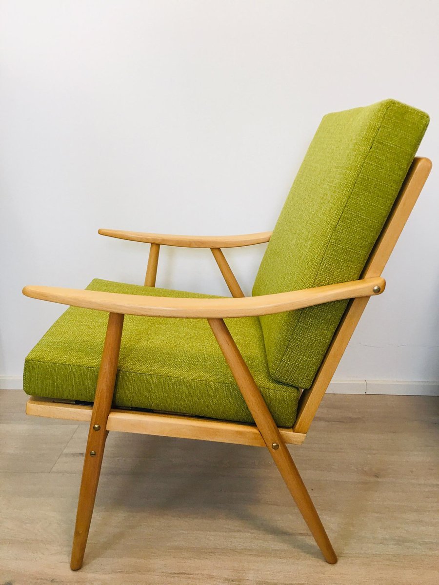 Green Boomerang Armchair from TON, 1960s