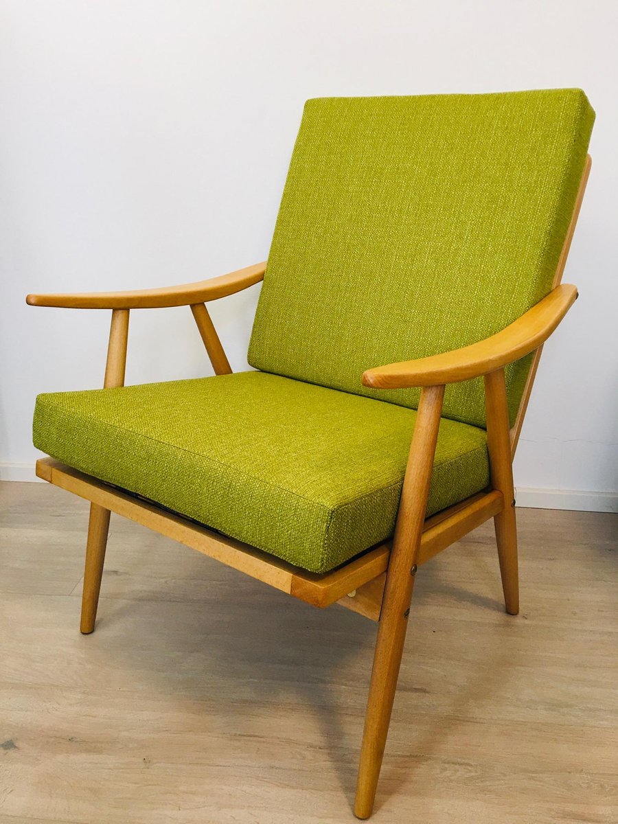 Green Boomerang Armchair from TON, 1960s