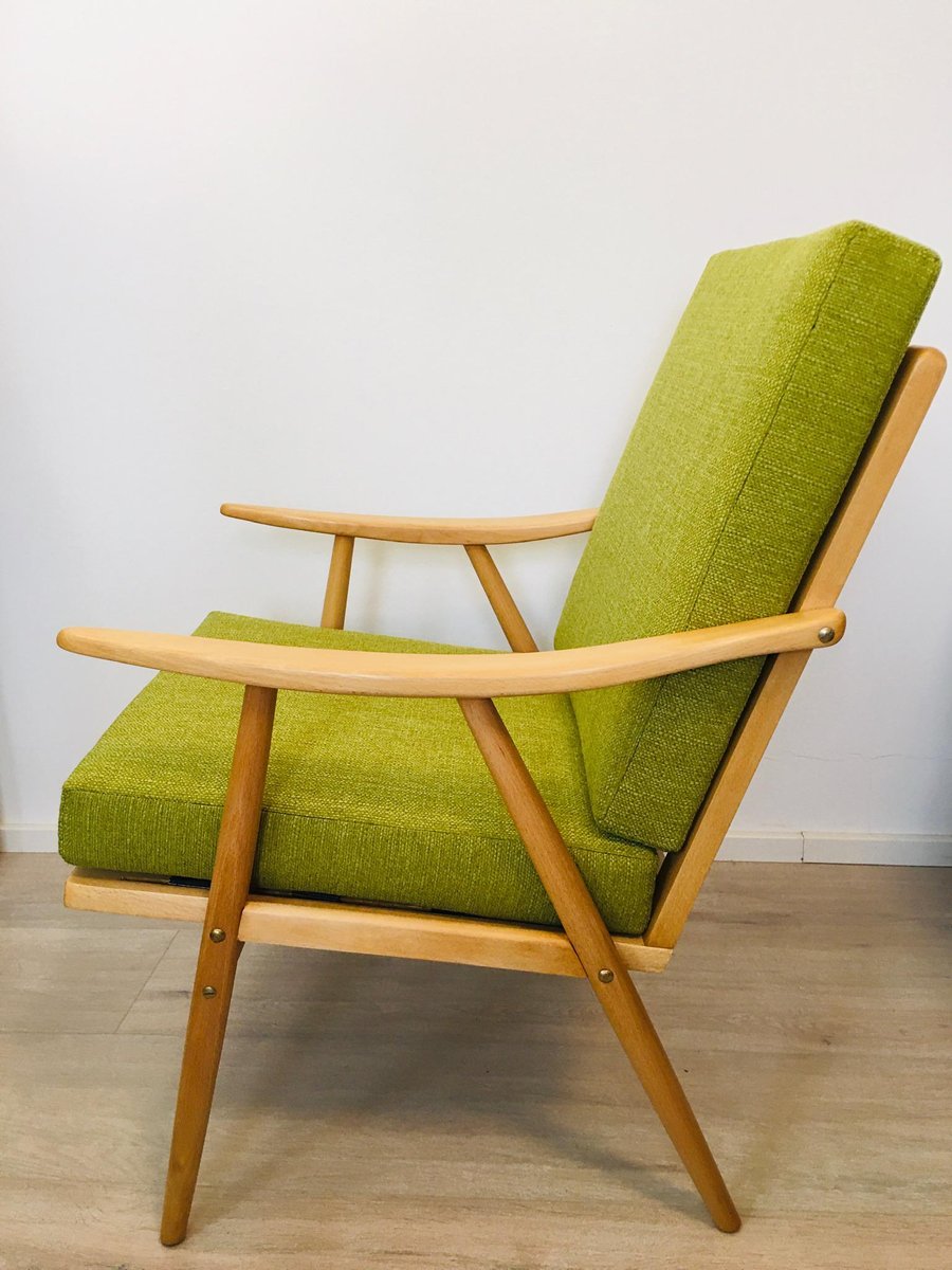 Green Boomerang Armchair from TON, 1960s