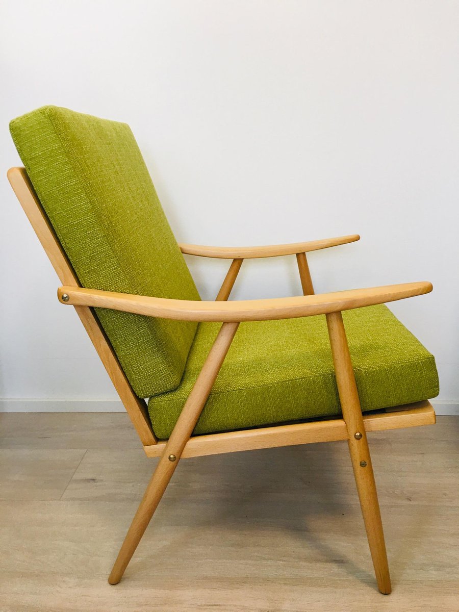 Green Boomerang Armchair from TON, 1960s