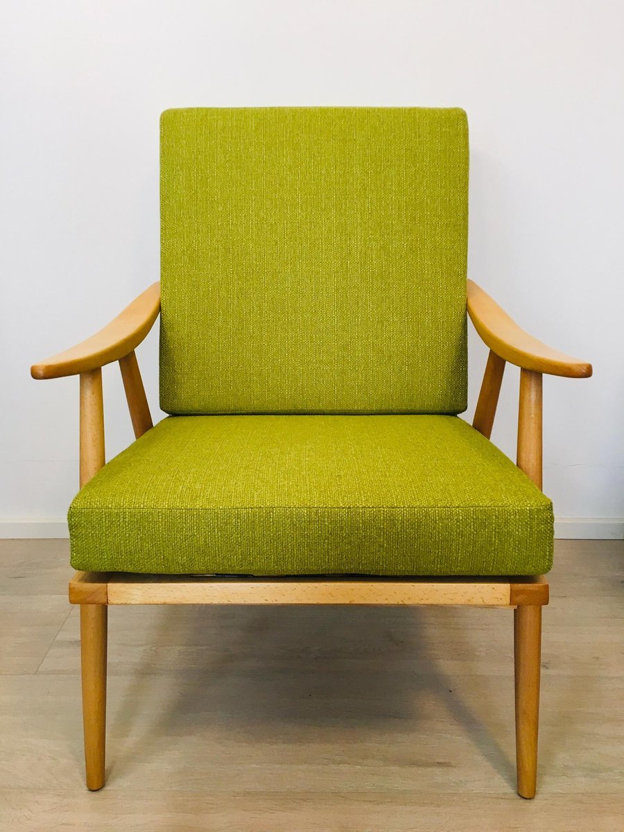 Green Boomerang Armchair from TON, 1960s