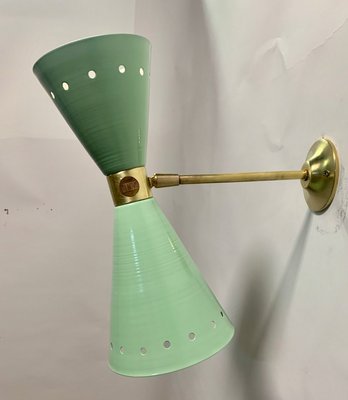 Green Brass Diablo Sconce from Stilnovo, 1950s-NUO-1776205