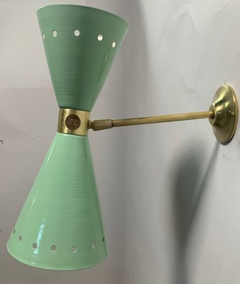 Green Brass Diablo Sconce from Stilnovo, 1950s-NUO-1776205